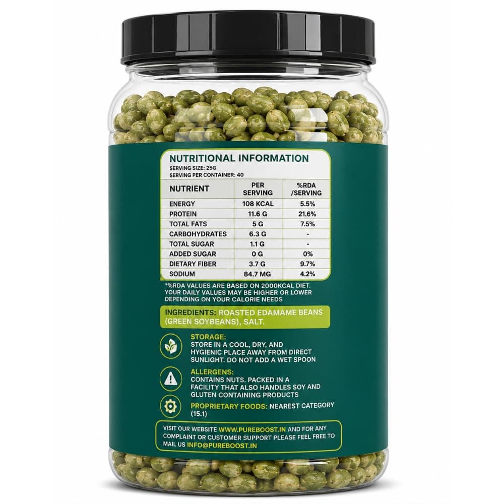 Roasted Salted Edamame, 1 kg (46% Protein, 14% Fiber, Lightly Salted Young Green Soybeans, Highest Plant Protein Supersnack) 500g*2 — image 2