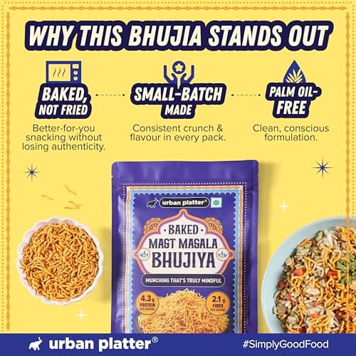 Urban Platter Baked Bhujia/Bhujiya Mast Masala, 200g (Baked Not Fried, Better-For-You Indian Snack, 4.3g Protein & 2.1g Fibre) — image 6