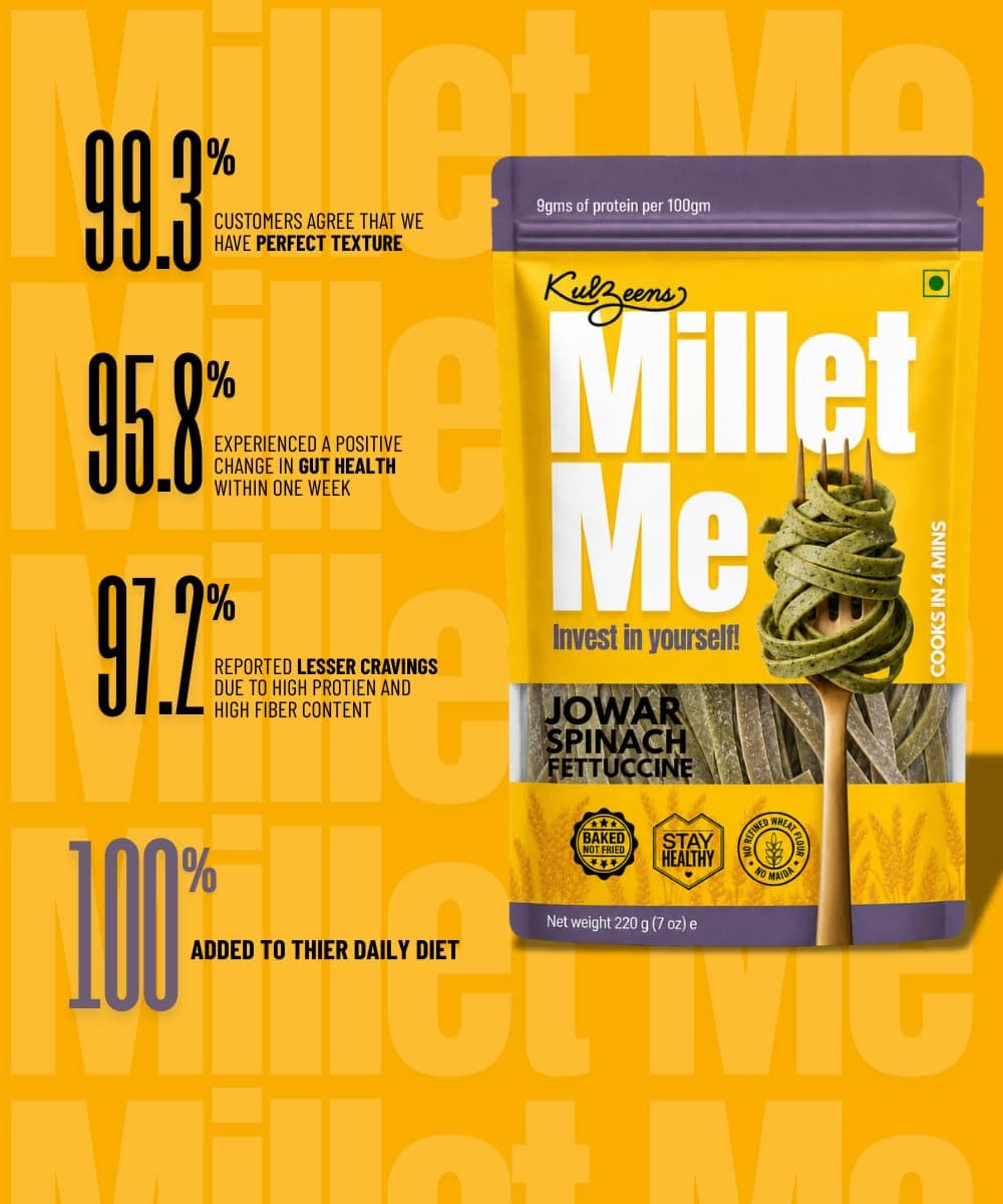 Millet Me by Kuizeens Spinach Jowar Fettuccine Pasta - 110g Each, Pack Of 1 | Gluten-free Sorghum Pasta | Natural Spinach, High Fiber & Iron | Vegan & Maida-free — image 2