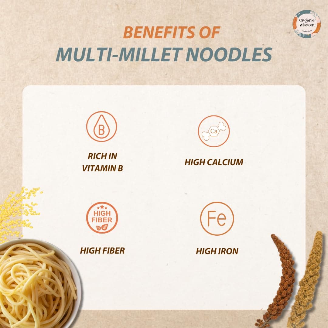 Organic Wisdom-Back to Roots Multi Millet Vegan Noodles | 384 Gm(Contains 2 Packs)| Made With 8 Super Grains | Not Fried - Sun Dried | Junk Free | No Maida, Msg or Refined Oil — image 5