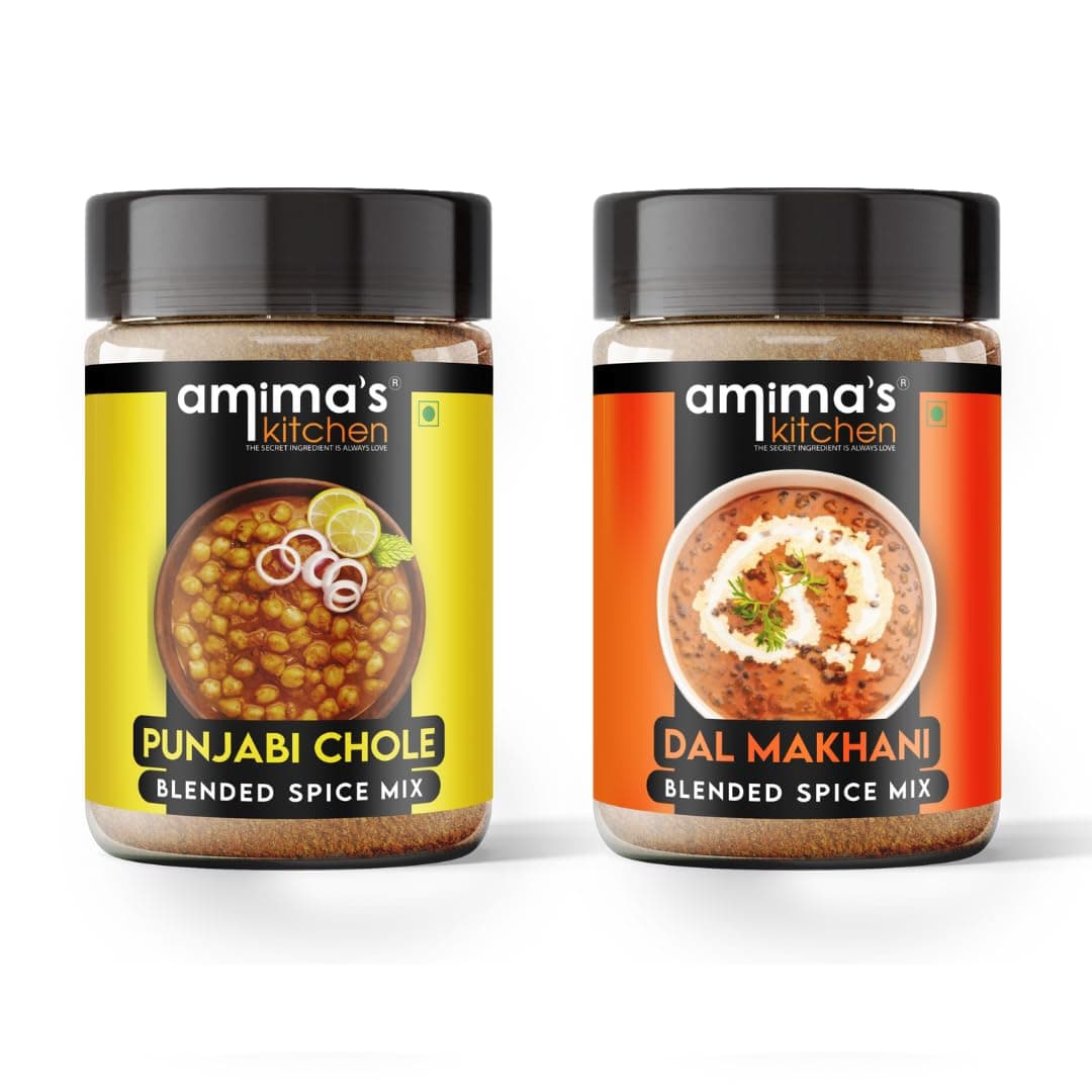 Amima's Kitchen Combo Of Punjabi Chhole + Dal Makhani Jain Spice Mix (No Onion No Garlic) – 100 Grams (Pack of 2) | Blended Spice Mix | For Healthy and Delicious Cooking | No Synthetic Flavour & Color | Ready Masala Powder — image 2