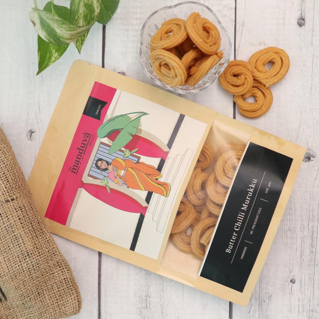 The Manduva Project Butter Chilli Murukku 300g | Jain No Onion No Garlic | Crispy South Indian Snack with Butter & Chilli | Perfect Tea-Time Munch | No Preservatives — image 3
