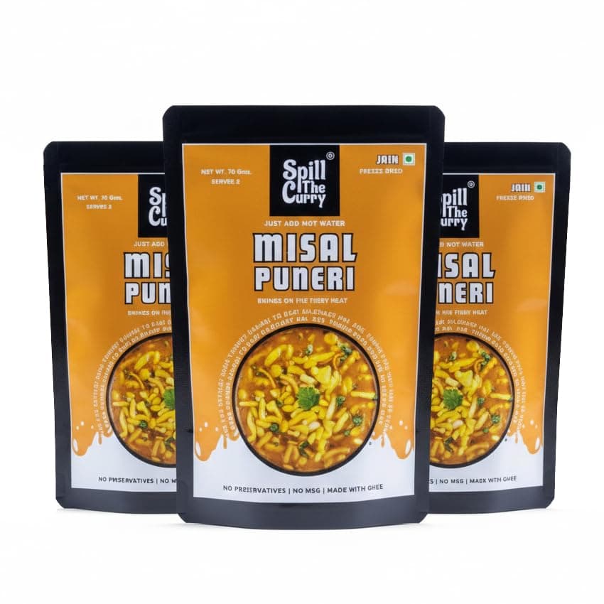 SPILL THE CURRY Mumbai Pav Bhaji Jain Ready to Eat | No Onion No Garlic | Authentic Street Food | Freeze Dried Instant Meal | Add Hot Water | Pure Ghee | Travel Friendly | Combo Pack of 5 (60g Each) — image 6