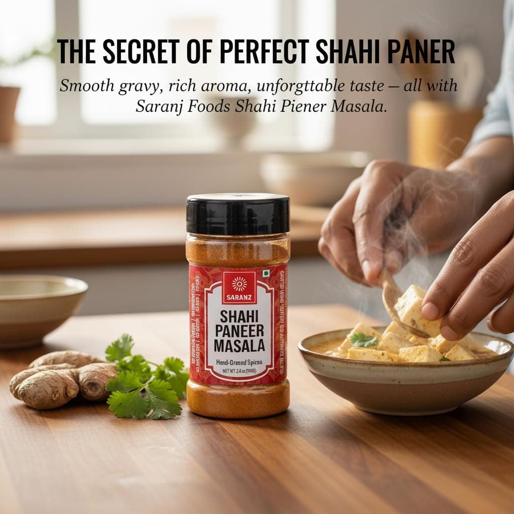 SARANZ Shahi Paneer Jain Blended Masala Perfect for Cooking, Ready to Use, No added colours, Spice Powders and Masalas, Premium Artisanal Spices with Rich & Strong Flavour-100 Grams Sprinkler Jar — image 5
