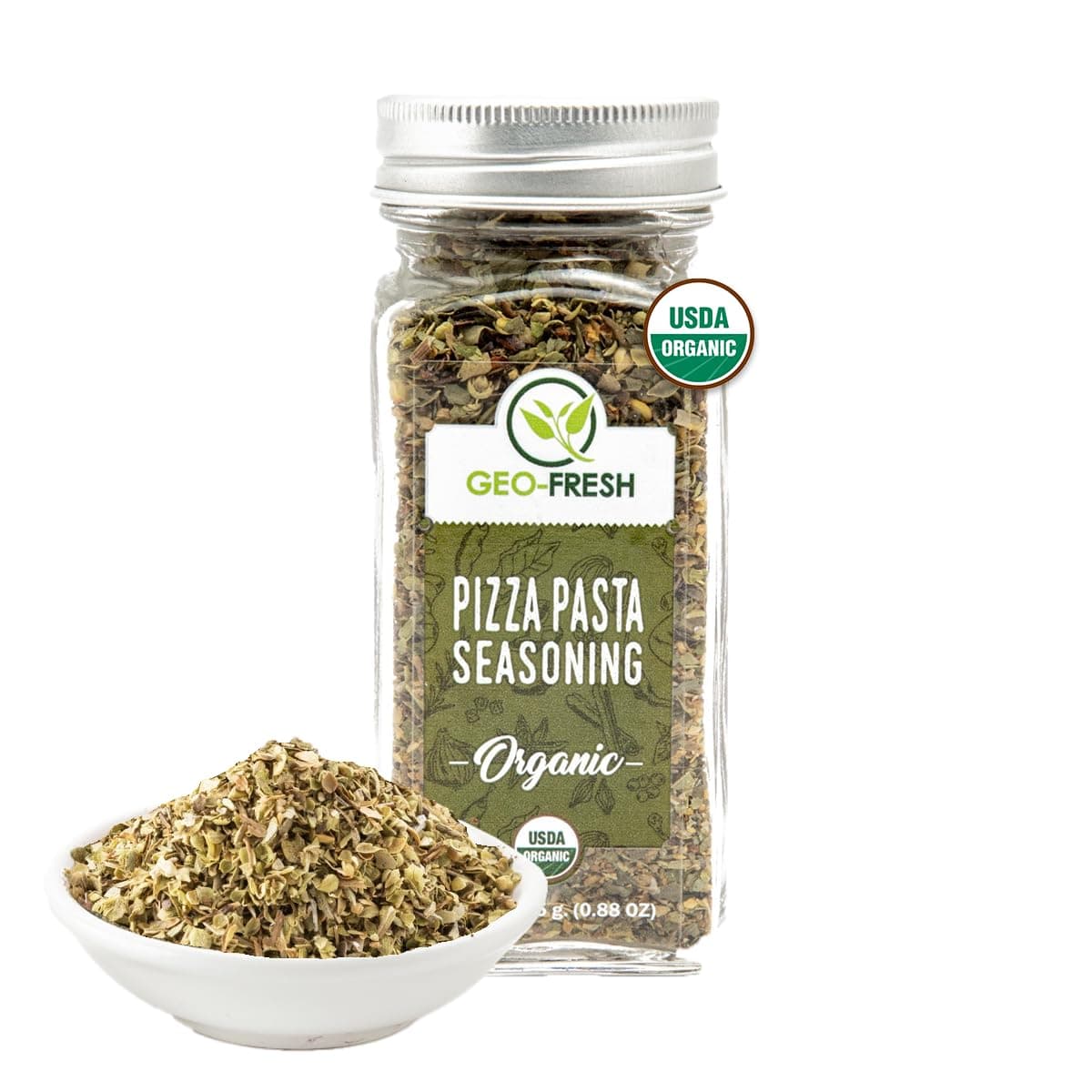 Geo-Fresh Organic Pizza Pasta Seasoning, 25g | Aromatic & Flavourful Blend | Sprinker for Pizza, Pasta, Stews, Salads | No Artifical Colour & Preservatives| 100% Organic, Non-GMO, USDA Certified, Jaivik Bharat Certified
