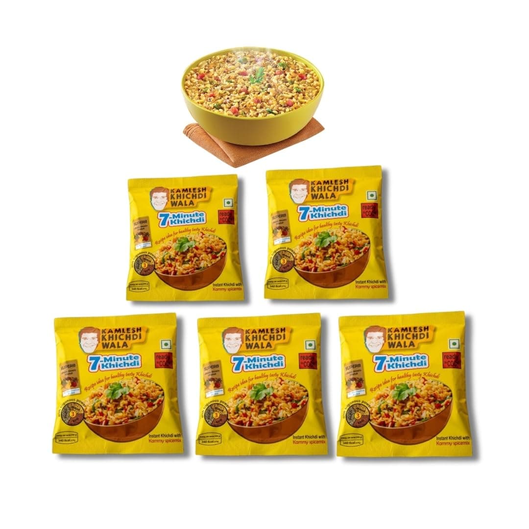 Classic Masala Khichdi– Pack of 5 | Ready to Cook | Includes Khichdi Premix & Kammy Spicemix | 100% Natural | 9-Month Shelf Life | Cooks in 7 Minutes | No Added Preservatives or Added Colors — image 2