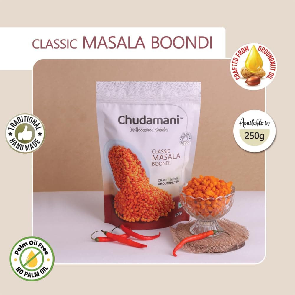 Chudamani Classic Masala Boondi For Raita, Kettlecooked Snacks, Traditional Handmade, Spicy Masala Boondi With Crunch, Rajasthani Boondi - 250gm — image 4