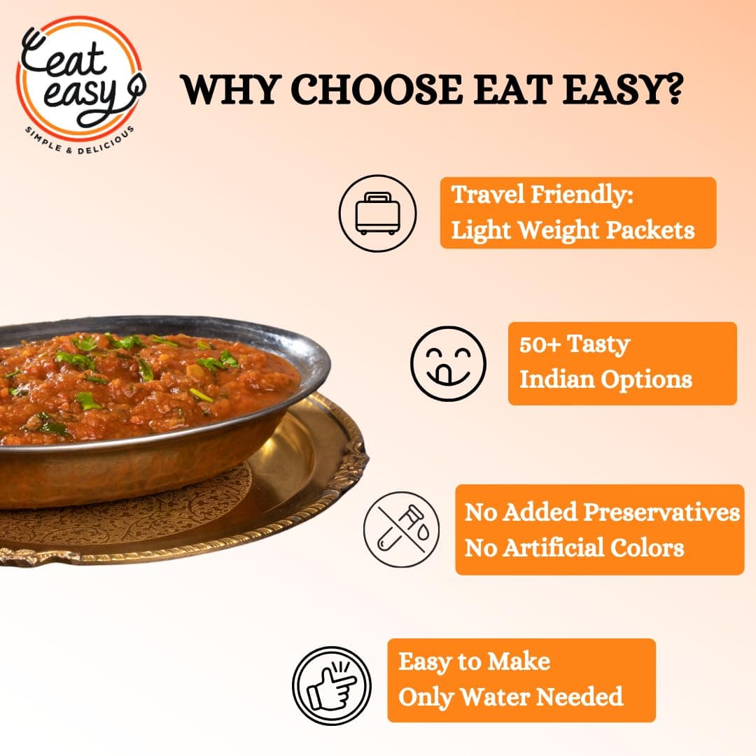 Eat Easy Ready To Eat Jain Pav Bhaji, 65gm (Pack of 2) | Just Add Water and Cook | No Onion No Garlic, Vegetarian Healthy Instant Food for Travel, Trekking, Campign | No Preservatives | No Added Artificial Colours & Flavours — image 5