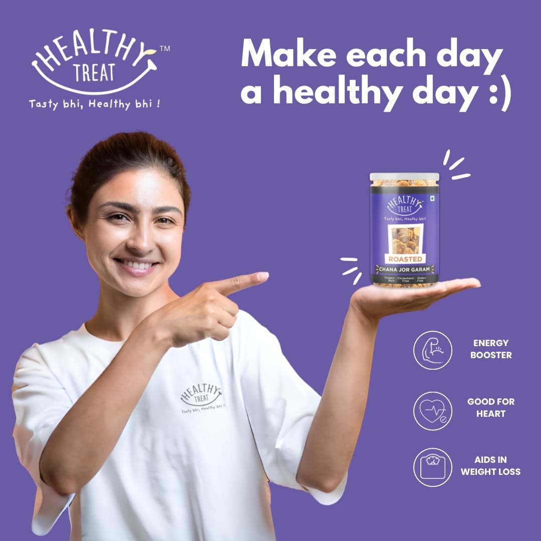 Healthy Treat Roasted Chana Jor Garam 200 gm | Healthy, Roasted Oil-Free Namkeen | Ready-to-eat | Healthy Snacks | Low in calories | Protein-Rich Snack | Roasted Beaten Chana Snack | Gluten Free — image 8