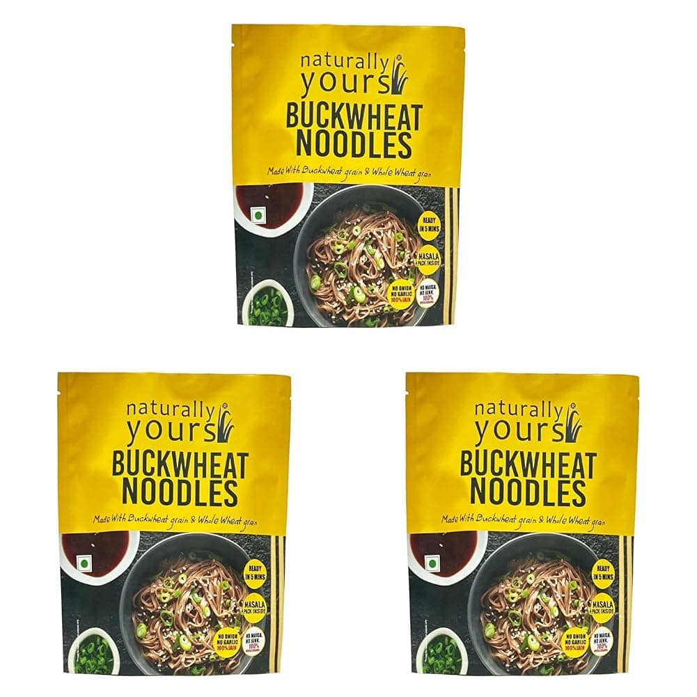 Naturally Yours Buckwheat Soba Hakka Noodles | Kuttu Atta & Whole Wheat | No Maida, No Onion No Garlic, Jain Friendly, Vegan, Preservative Free | Tastemaker Inside | Healthy Noodles | 180g Pack of 6 — image 2