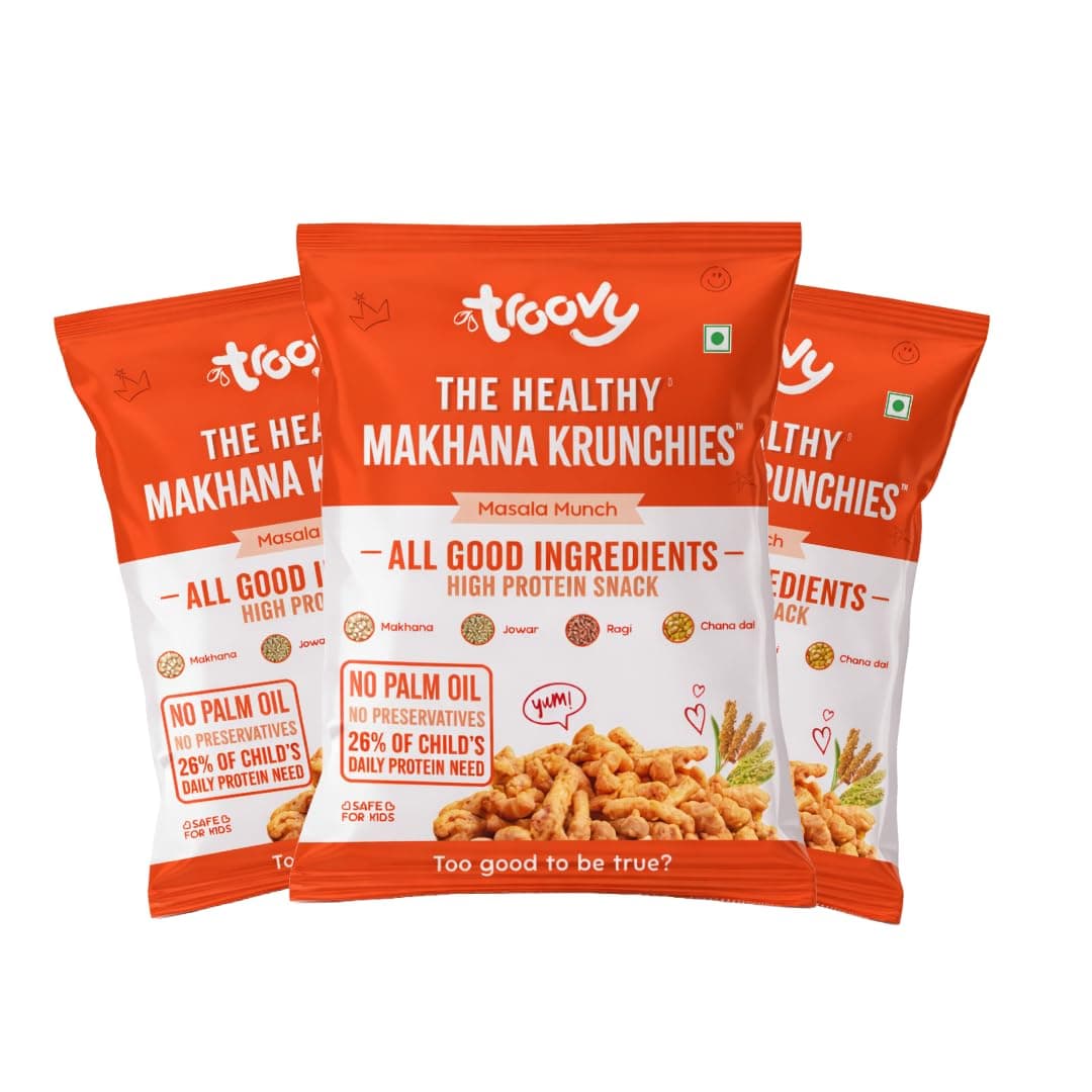 Troovy Healthy Makhana Krunchies (Pack of 3)| Natural Ingredients, Made with Makhana, Jowar, Chana Dal, Soy Protein, Ragi & Quinoa | Baked Snacks | 70gm x 3 — image 2