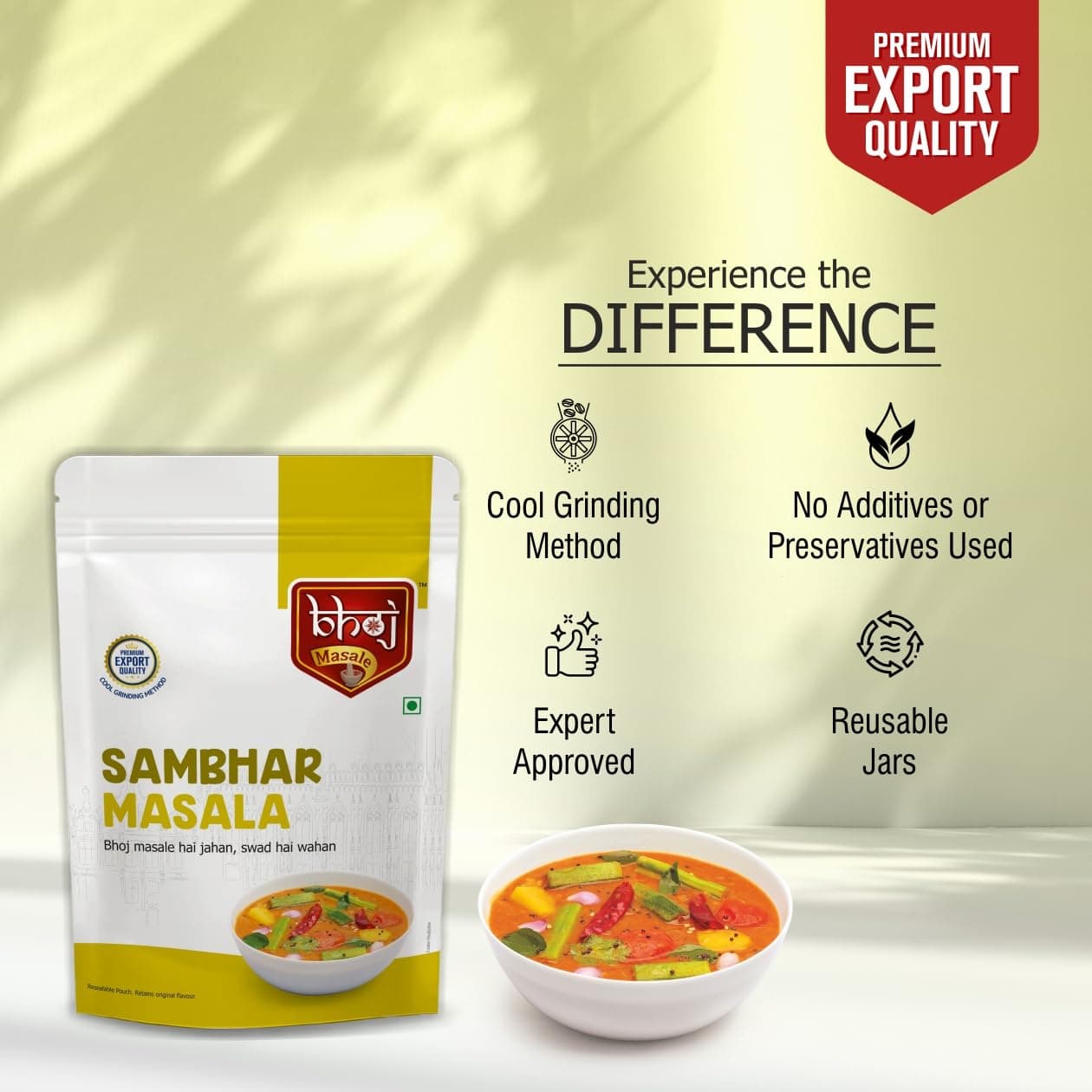 Bhoj Masale Sambhar Masala 200GM | Flavorful and aromatic Sambhar Masala with no added preservatives | Prepare Delicious Sambar At Home. No colour, no preservatives no onion & no garlic (Jain Masala) — image 4
