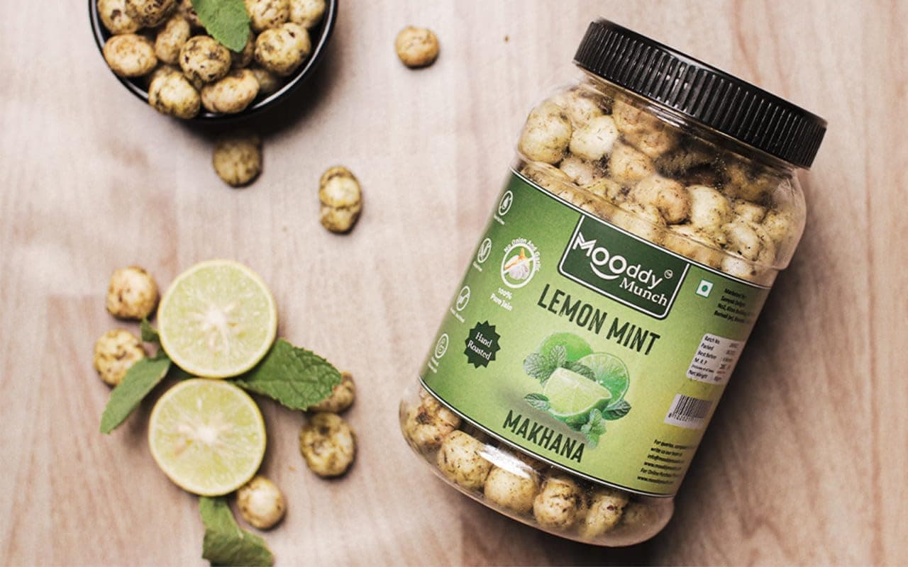 MOODDY MUNCH (Chaat Masala, Pepper Munch, Lemon Mint) Combo of Roasted Makhana Fox Nuts Lotus Seeds |Jain Flavour |Healthy Snacks |Gluten Free |0 Trans Fat |0 cholesterol | (Pack of 3, Total 210 gm) — image 5
