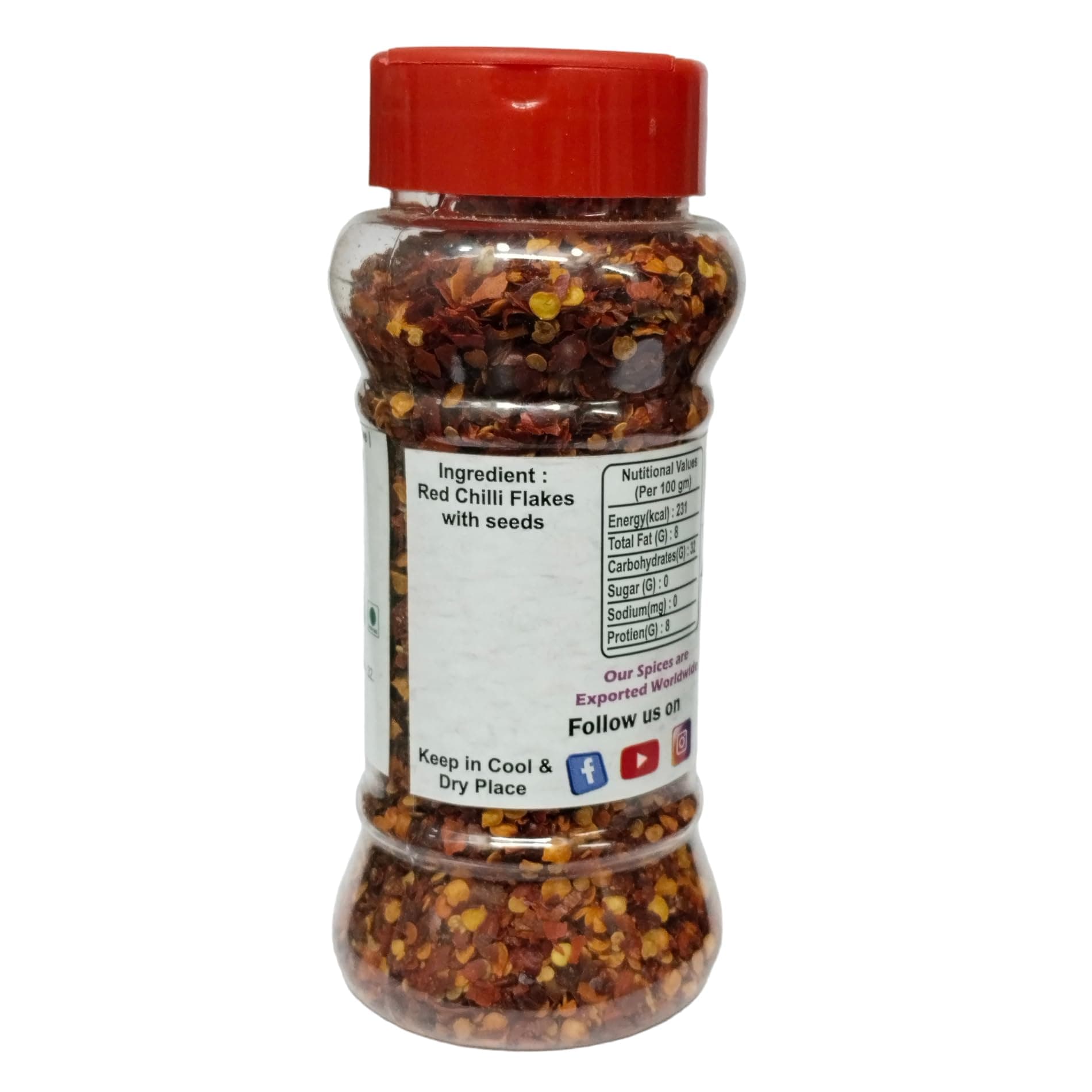 Gunvika Red Chilli Flakes | Ideal Seasoning For Pizza, Pasta and Garlic Bread | Sprinkler Jar | No Artificial Flavours and Colours| Vegan | Aromatic - 50 Gm — image 4