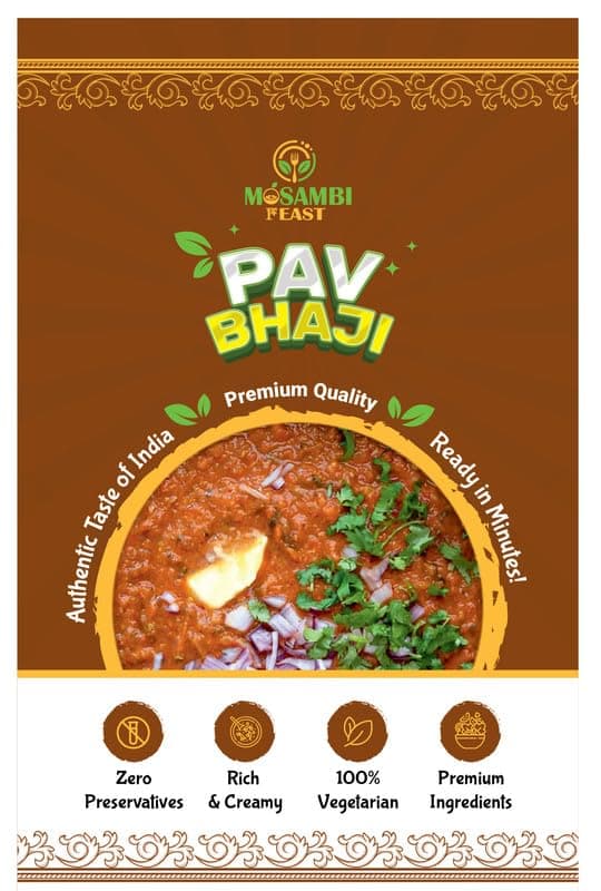 MOSAMBI FEAST Ready-to-Eat Jain Pav Bhaji | 100% Natural Zero Preservatives | Rich Creamy Authentic Indian Street Food | Healthy Vegetarian Meal