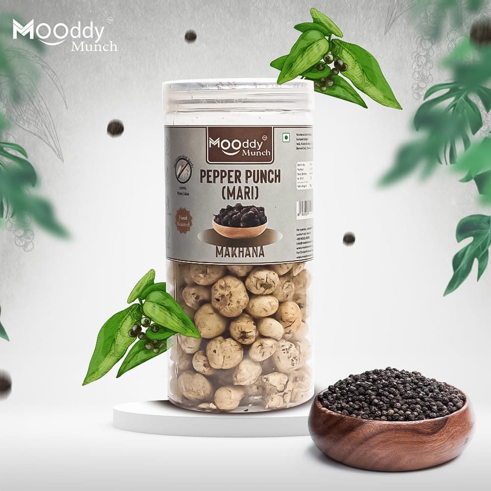 Mooddy Munch Pepper Punch (Mari) Jain Flavour & Roasted Makhana(70gm) Jain Variety, No Onion No Garlic — image 2