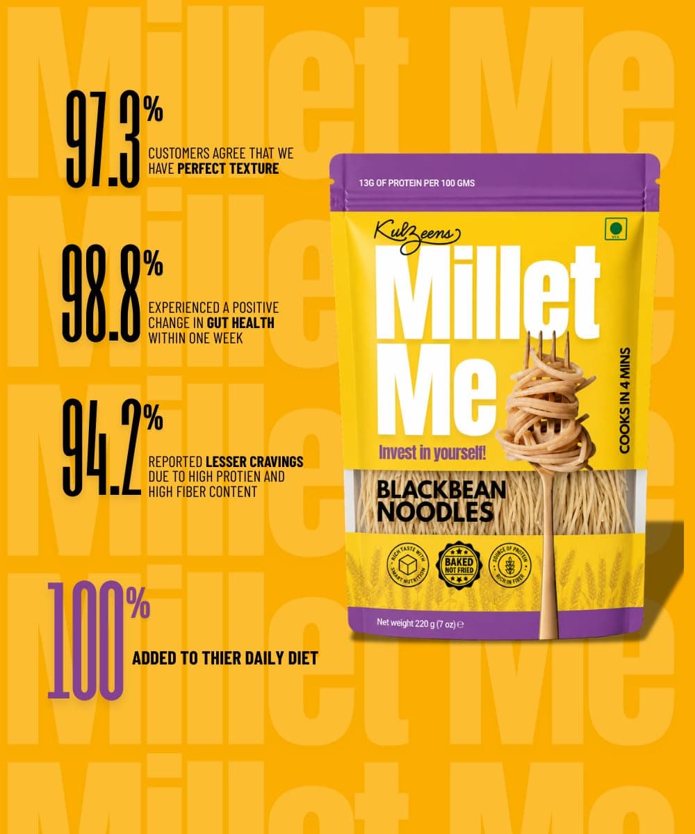 Millet Me by Kuizeens Black Bean Noodles - 220g (Pack of 4) | High-Protein & Fiber-Rich | Gluten-Free Delight | Easy-to-Make | No MSG | No Preservatives | Ready in Minutes | Jain | No Onion & Garlic — image 3