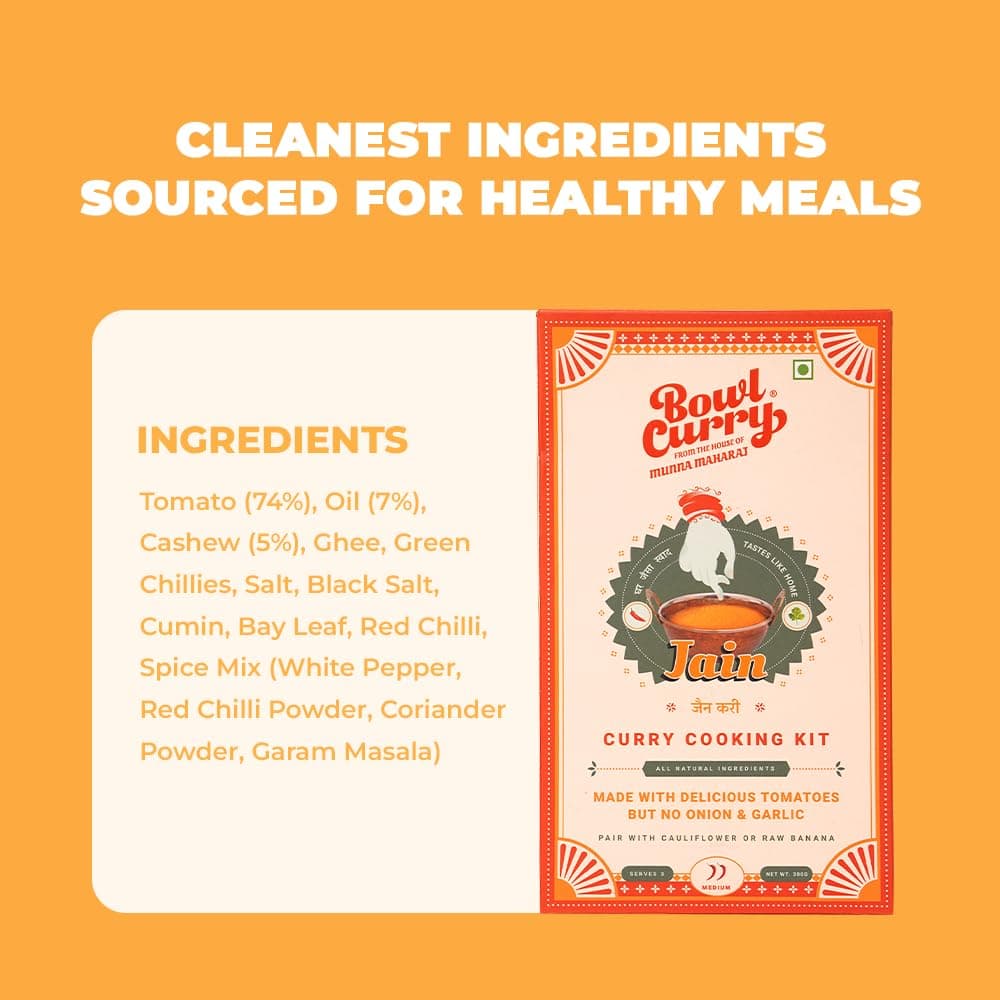 Bowl Curry Jain Curry Paste 300g | Ready to Cook Indian Gravy in 10 Min | No Onion No Garlic | Made With Juicy Tomatoes & Authentic Spices | No Preservatives or Artificial Colours | Serves 3 — image 3