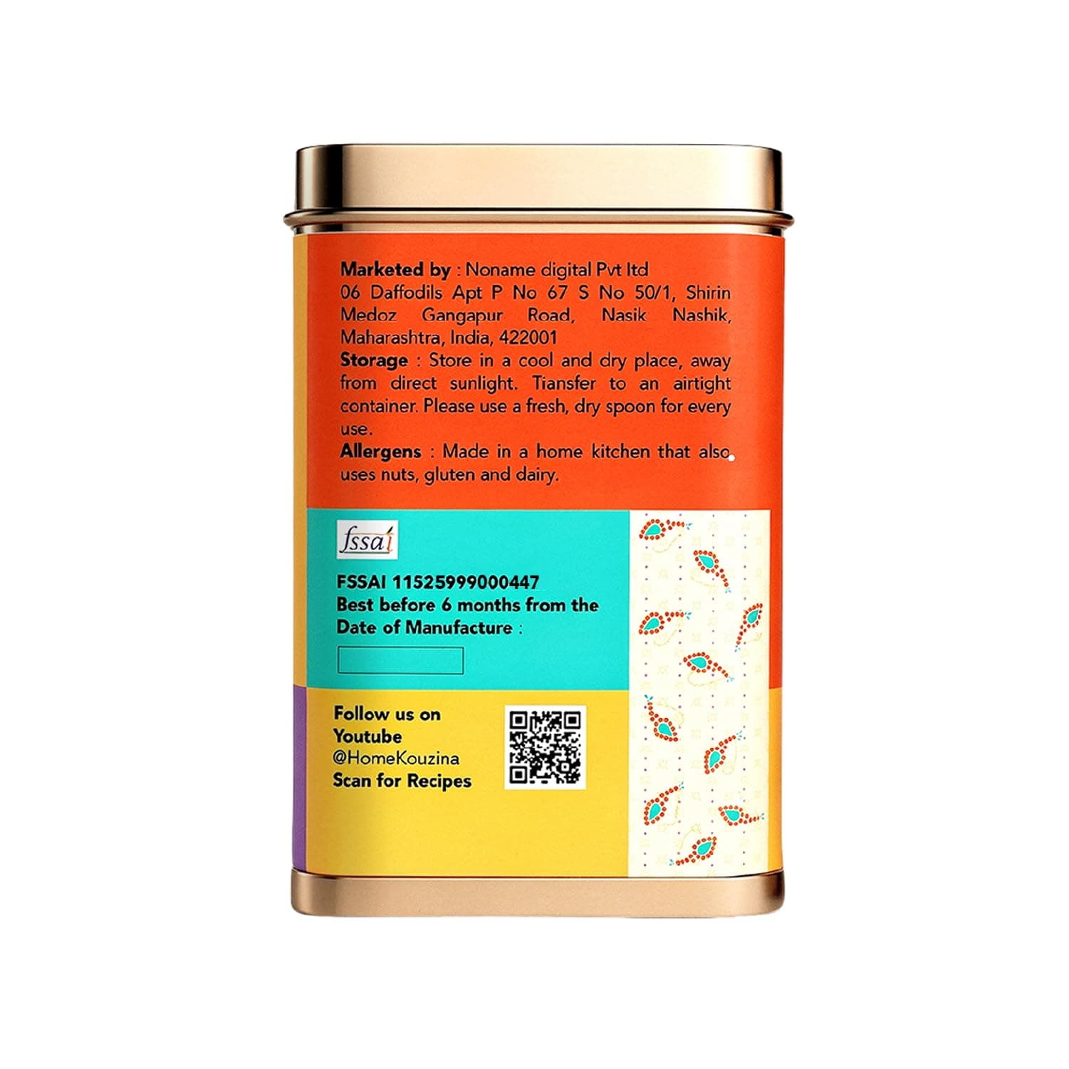 Home Kouzina Pav Bhaji Masala - 150g | Perfect for Authentic Pav Bhaji Recipe| No Artificial Additives | Made in Small Batches | 100% Natural Ingredients| Premium Tin Pack — image 3