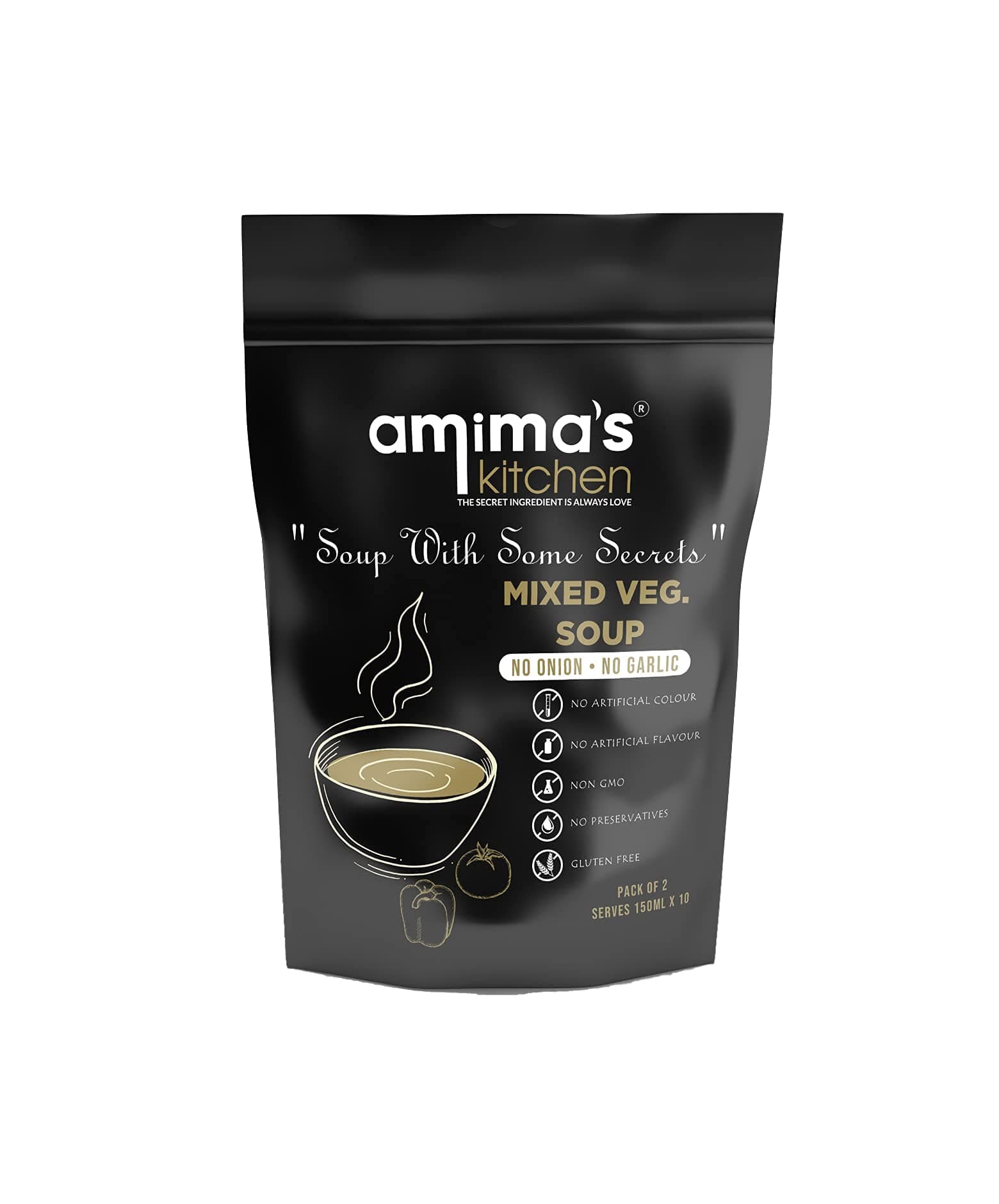 Amima's Kitchen Mixed Veg. Jain Soup (No Onion No Garlic) - 100 Grams [Serves 10] | Instant Soup Mix Powder | Ready To Cook | No Artificial Flavour & Colour | Gluten Free | Non GMO | Healthy Soup — image 2