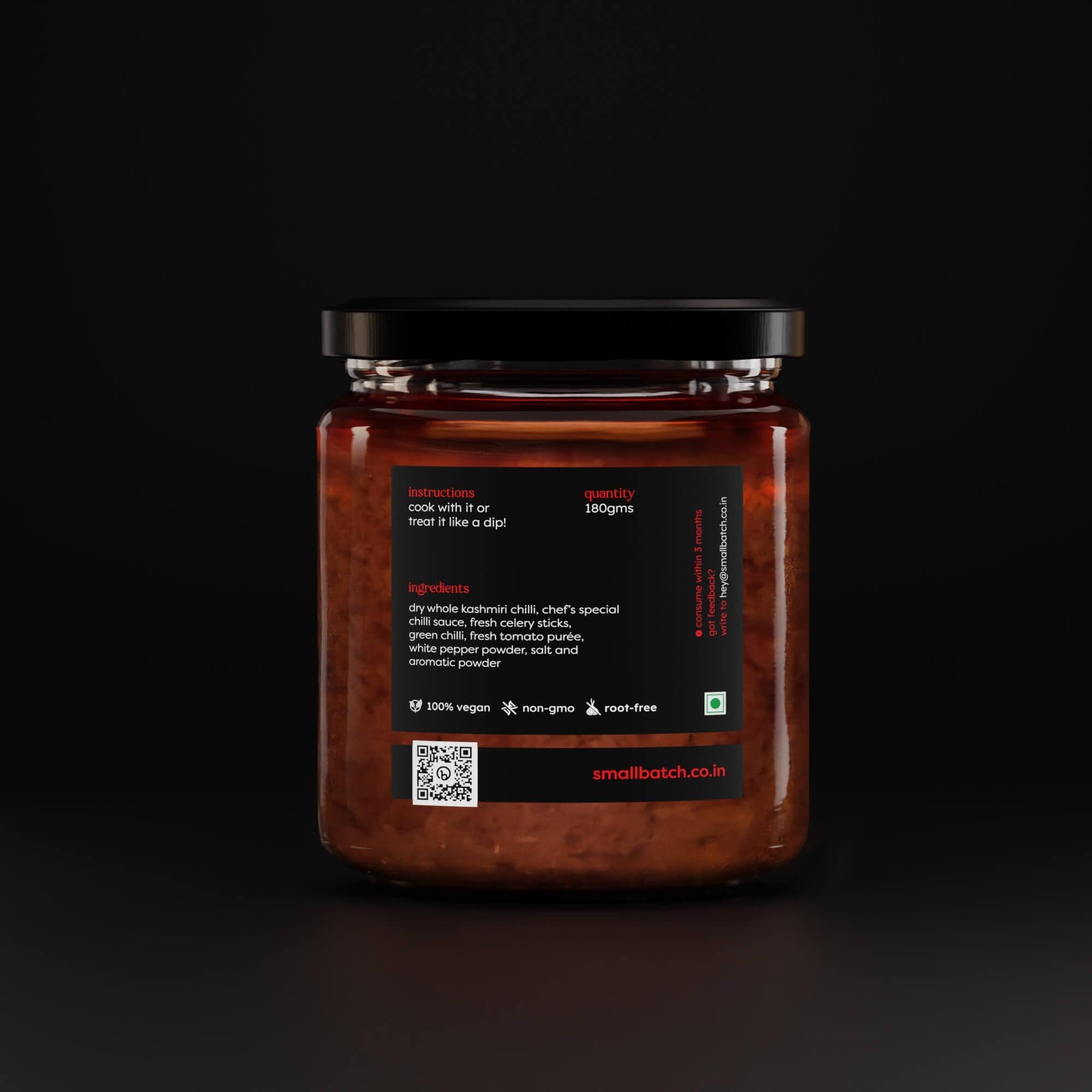 SMALLBATCH Root Free Vintage Kung Pao Sauce, Jain Friendly, No Onion No Garlic, Gourmet Condiment, Spread, Marinate, Saute, Dip, Stir-Fry, Paneer, Pizza, Noodles, Pasta, Jbatch - 180 gms — image 3