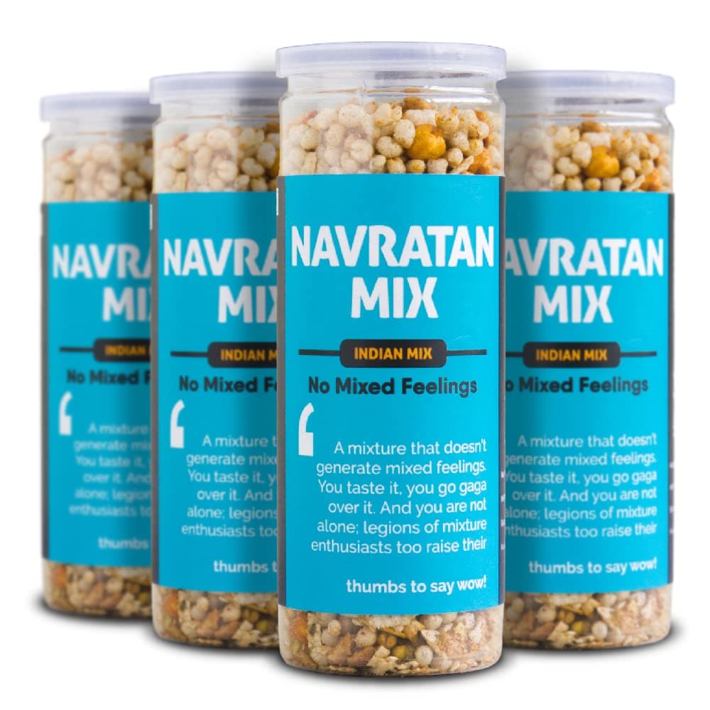 Omay Foods Navratan Mixture, 100g Jar (Pack of 4) | 9 Superfoods | Oil-Free, Roasted Not Fried | Chatpata Namkeen | Millets, Moong & Chickpea | Healthy Snack for Weight Loss | Tea Time Snack — image 2