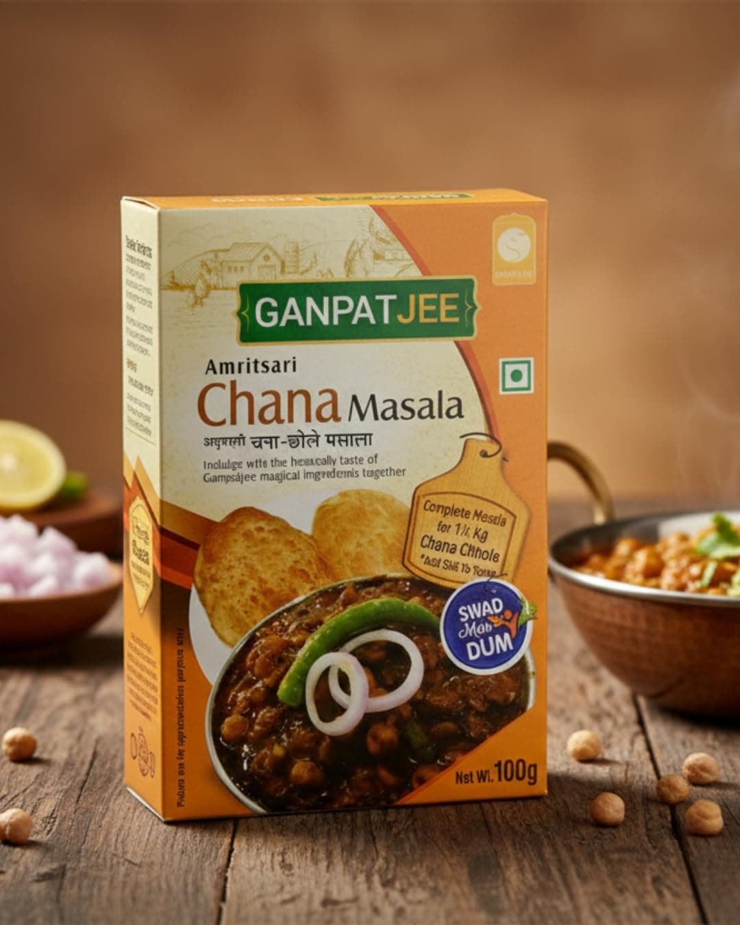 Ganpatjee Chana Chole Masala,100g | Indian Authentic Spices, Delicious And Flavorful With Natural Oils | No Onion Garlic Masala — image 3