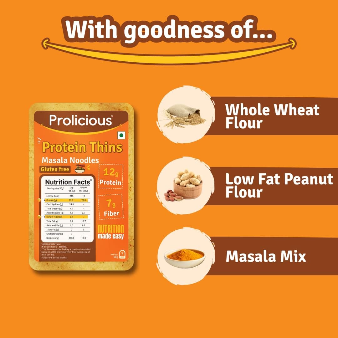 Prolicious High Protein & High Fiber Masala Nooodle Chips | Gluten Free | No Maida | Healthy Snack | Easy to Carry | Jain | 50g each, Pack of 4 — image 7