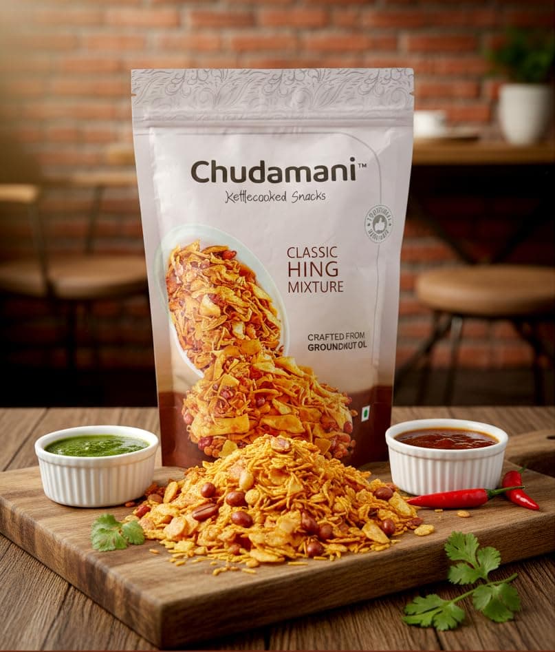 Chudamani Classic Hing Mixture, Kettlecooked Snacks, Traditional Handmade, Crunchy Hing-Flavoured Mixture, Healthy Indian Snacks, Palm Oil Free - 250gm — image 7