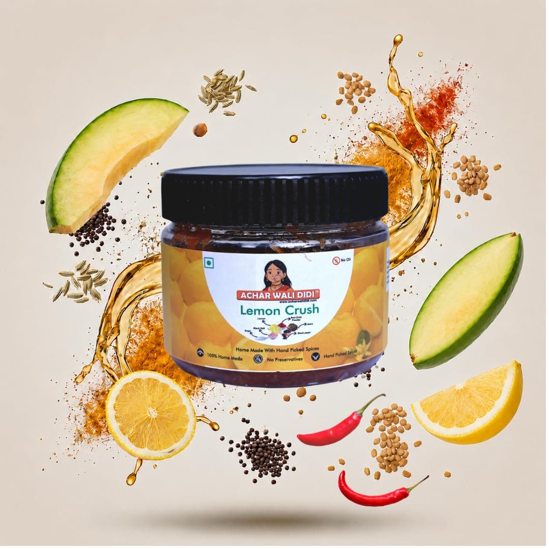 Achar Wali Didi Lemon Crush Pickle Khatta-Meetha in Fresh Homemade Oil-Free Nimbu ka Achar with No Onion or Garlic Traditional Lemon Chunda Style Sweet & Sour Pickle No Chemical Preservatives (300g) — image 7