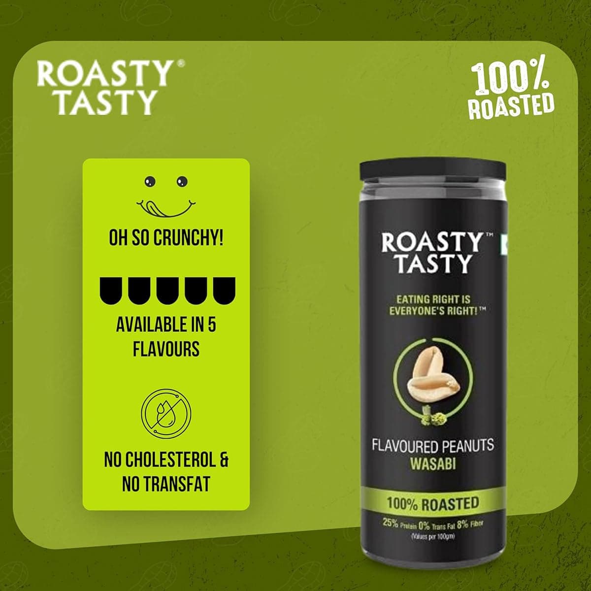 Roasty Tasty Wasabi Flavour Roasted Peanuts|Healthy Snacks|Rich In Protein & Fibre|Roasted, Not Fried Snacks|Healthy Food|Namkeen Peanuts|Crunchy Masala Peanuts|Pack Of 2 (150G Each) — image 8