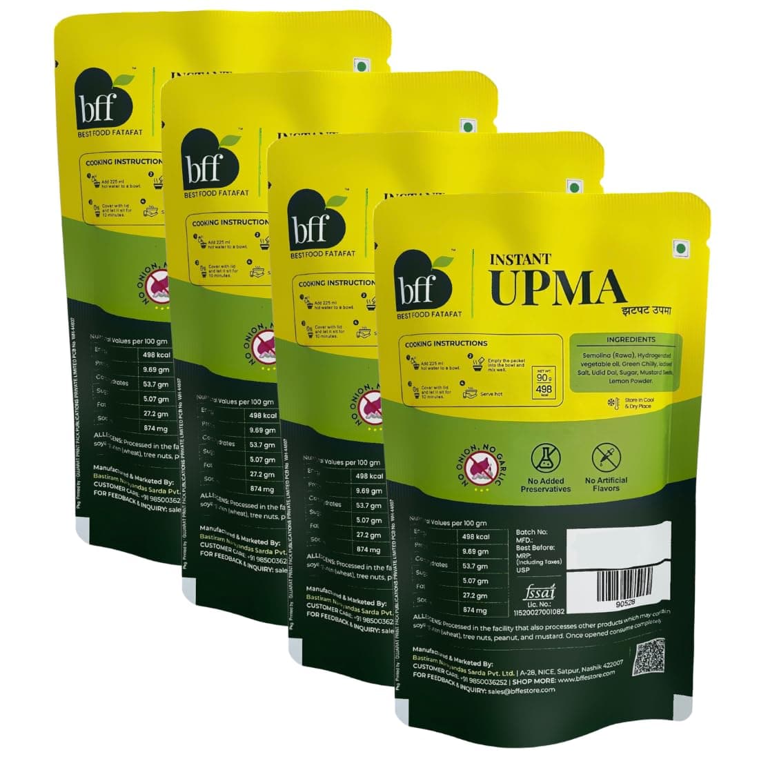 BFF Instant Upma - Pack of 4 (90g Each) | Indian Breakfast Mix | Just Add Water | Made with Semolina & Spices | No Added Preservatives | No Onion, No Garlic — image 2