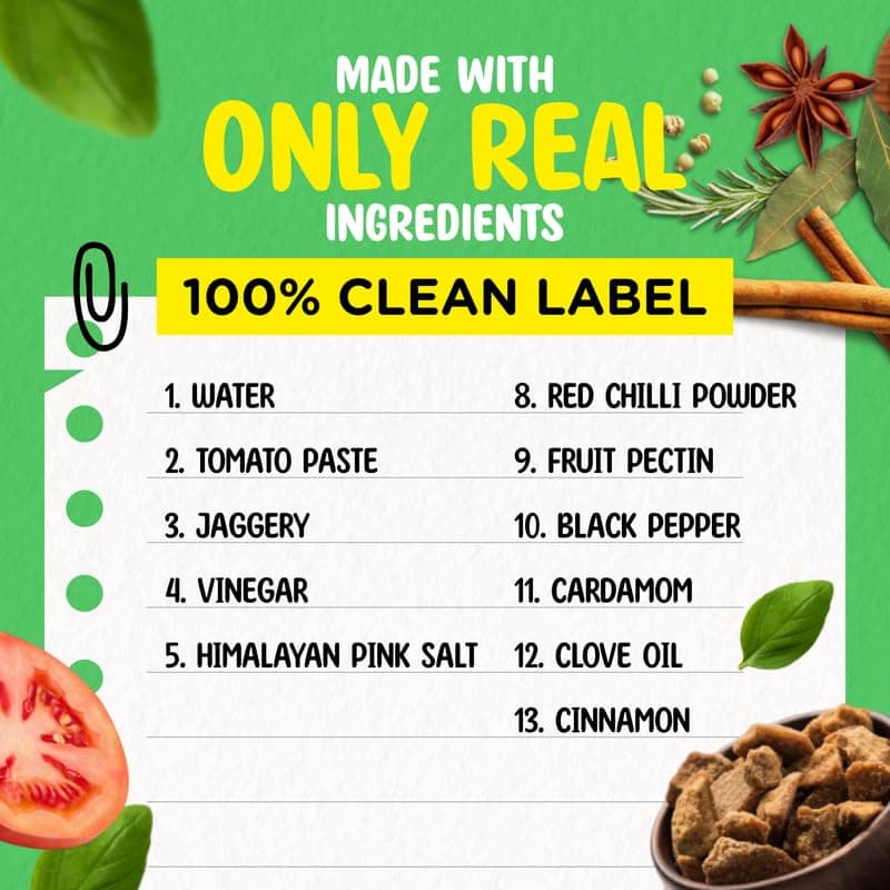 REPEAT GUD Jain Tomato Ketchup | No Garlic, No Onion, Made with Jaggery, 100% Natural Ingredients, No Refined Sugar, No Preservatives, No Chemicals, 100% Vegetarian | 225 gm (Pack of 3) — image 2