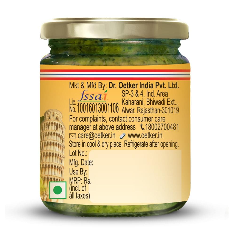 Dr. Oetker FunFoods Italian Basil Pesto, 190g | Authentic Pesto Sauce with Fresh Basil, Parmesan Cheese & Olive Oil | Perfect for Pasta, Pizza & Sandwiches — image 3