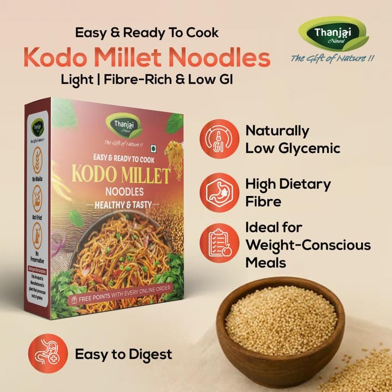 Thanjai Natural Kodo Millet Noodles 180 Grams of Homemade Natural Noodles (No Preservatives, No Chemicals, No Artificial Extract) — image 3