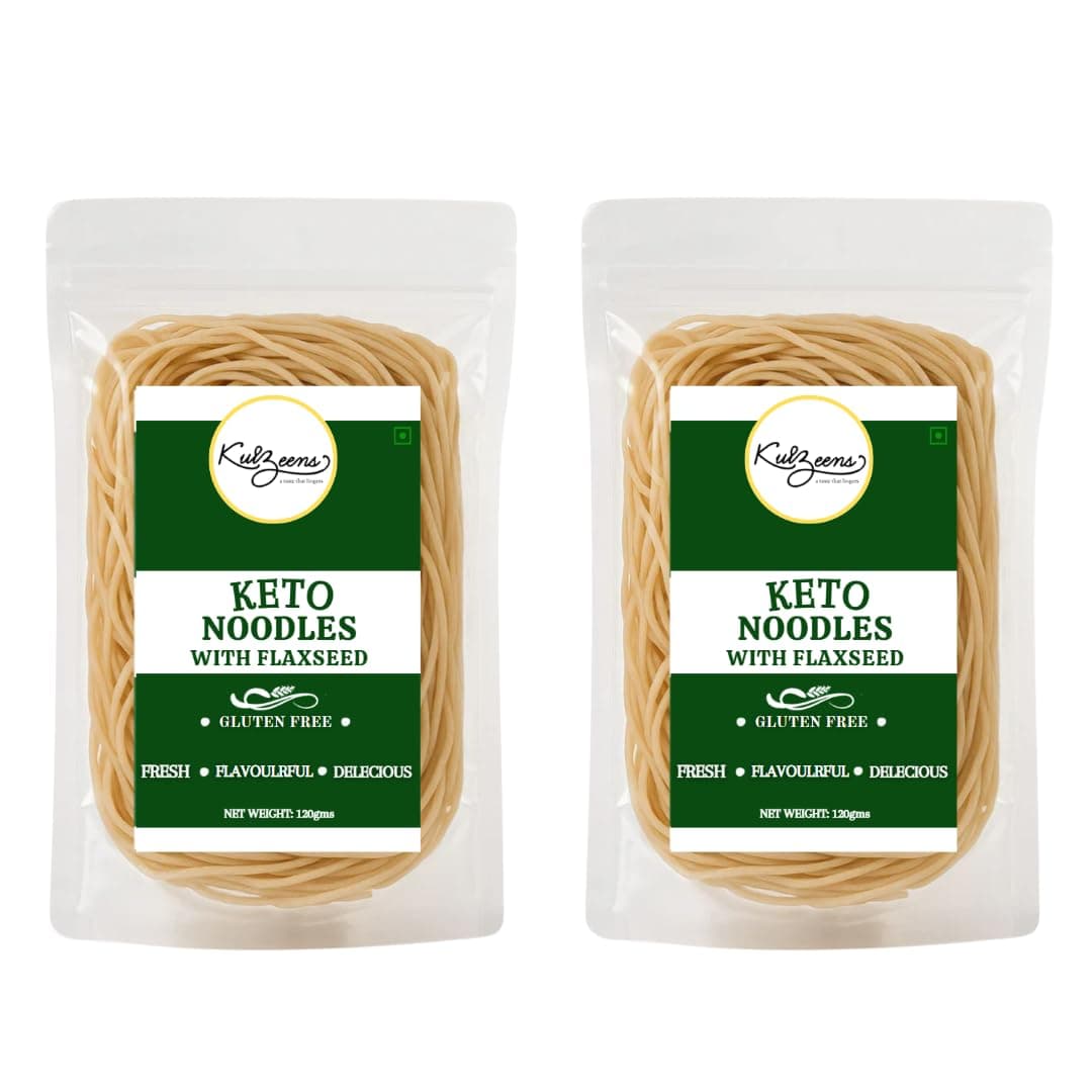 Kuizeens Gluten-Free Keto Noodles with Flaxseed -( Pack of 2) 110g | Protein & Fiber-Rich | Easy-to-Make | Rich in Nutrients | No MSG | No Preservatives | Low Glycemic | Vegan & Wholesome | Easy To Digest Healthy Noodles | Ready in Minutes | Quick & Easy to Prepare