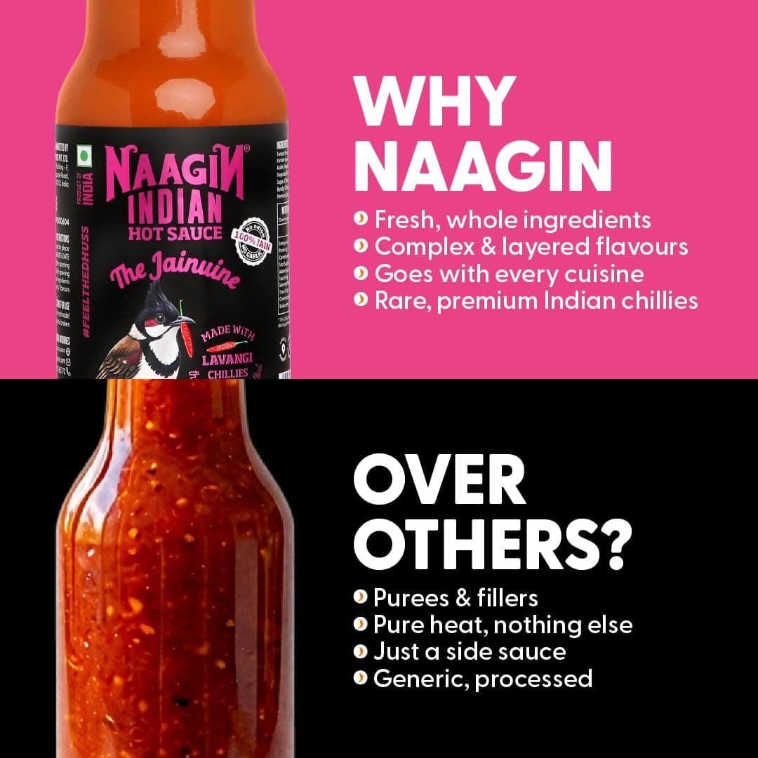 Naagin Jainuine Hot Sauce (215g) | Jain Friendly | No Onion, No Garlic | Mildly Spicy | Fruity & Balanced | Vegan | Dip, Cook | Perfect for Snacks, Indian Meals & Cooking — image 6