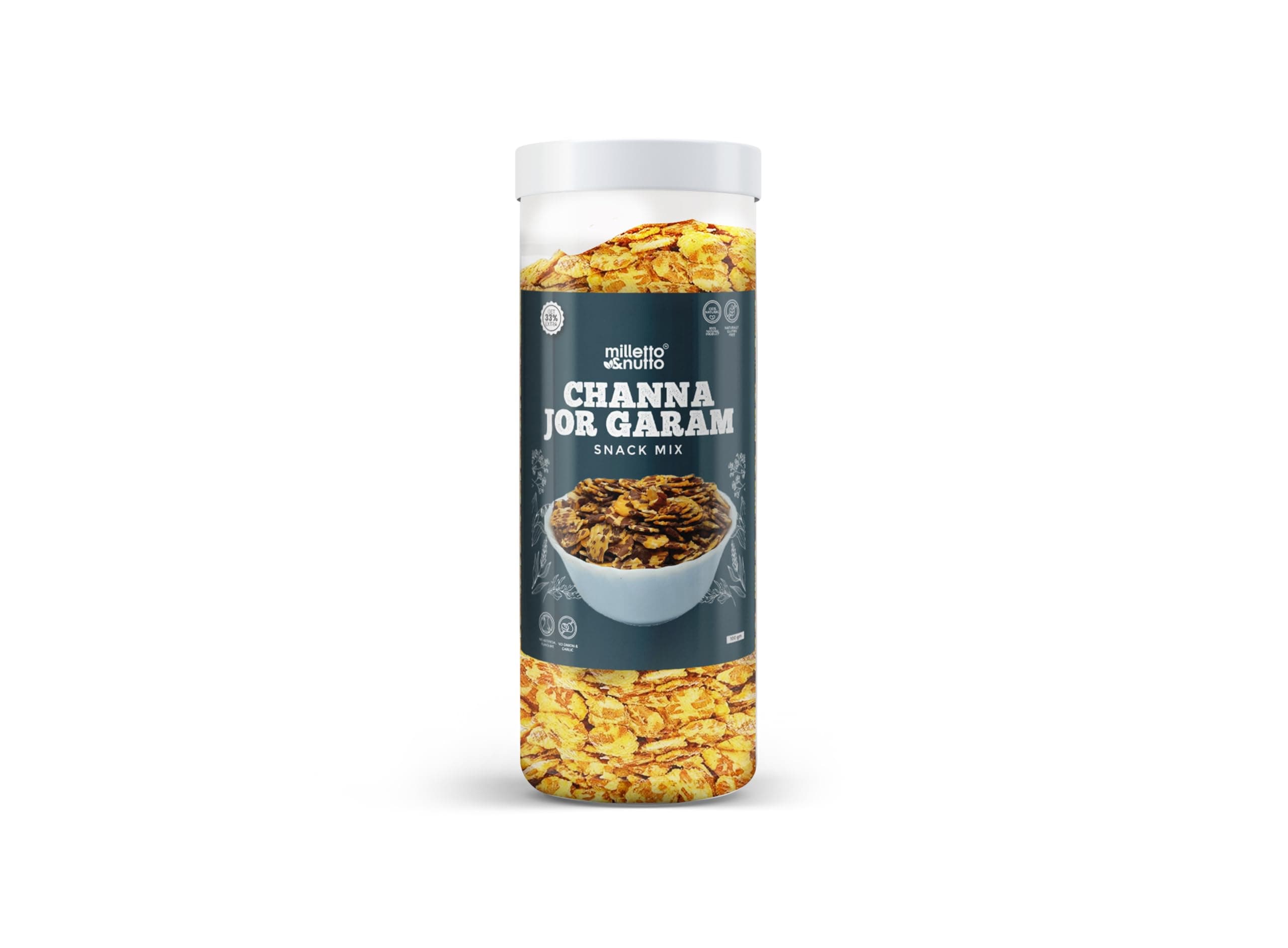 Milleto & Nutto Channa Jor Garam Snack Mix 130g | Pack of 2 | Healthy Namkeen Mix for Tea Time & Evening Snack | High Protein, Gluten Free, Crispy Roasted Chana Chur | Indian Traditional Snack for Office & Travel | — image 4