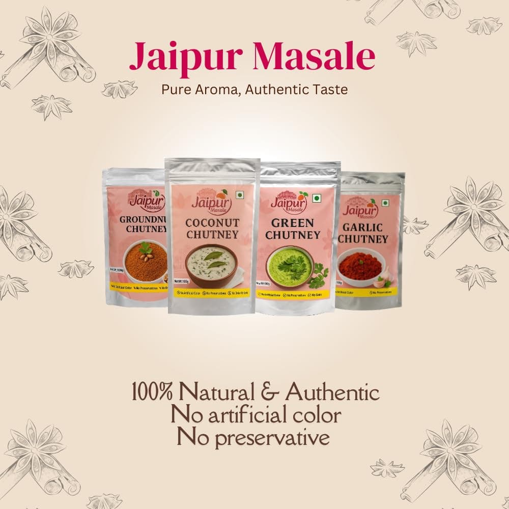Jaipur Masale Green & Groundnut Chutney Combo | 100% Natural | Ready-to-Eat | No Onion, No Garlic | South Indian Style Chutney for Idli, Dosa, Snacks | 100g Each | Pack of 2 — image 5