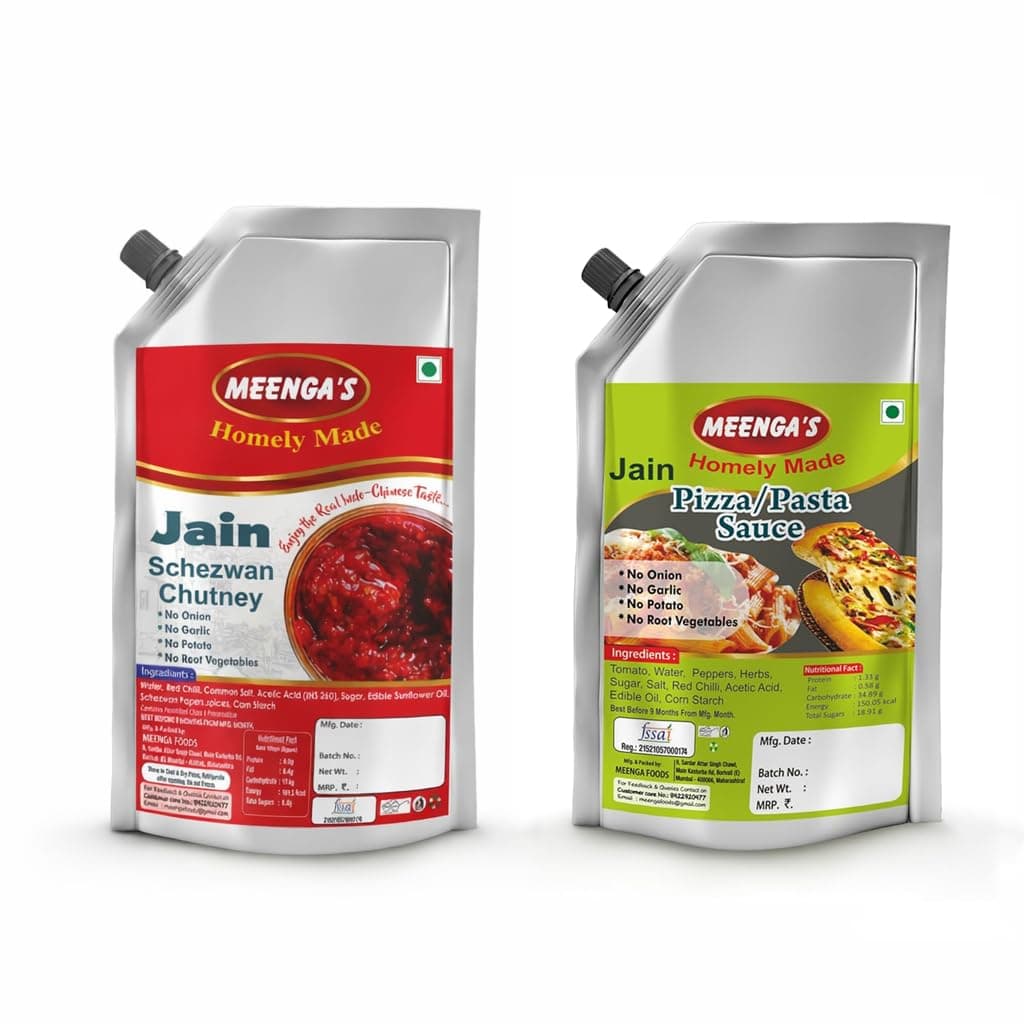 MEENGA’S Jain Schezwan Chutney & Jain Pizza Pasta Sauce Combo – 250g Each | No Onion No Garlic | 100% Veg | Ready-to-Eat Indo-Chinese & Italian Sauces for Momos, Noodles, Pasta & Snacks — image 2