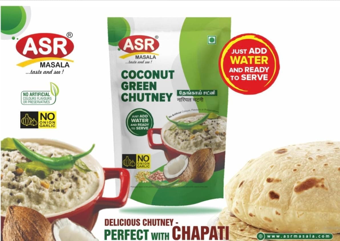 Coconut Green Chutney | Ready To Serve | Just Add Water & No Onion No Garlic | South Indian Style Coconut Chutney For Idli, Dosa & Snacks | 90gm Each, (Pack of 1) — image 3
