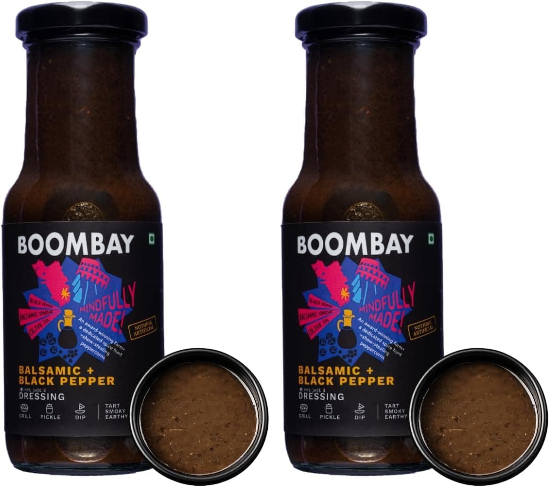 BOOMBAY Balsamic + Black Pepper Salad Dressing 220g | Nothing Artificial | No Bad Oils | No Refined Sugars | Plant Based | No Onion or Garlic | Use for Pasta Topping, Marinade, Dip with Bread, Pickle — image 2