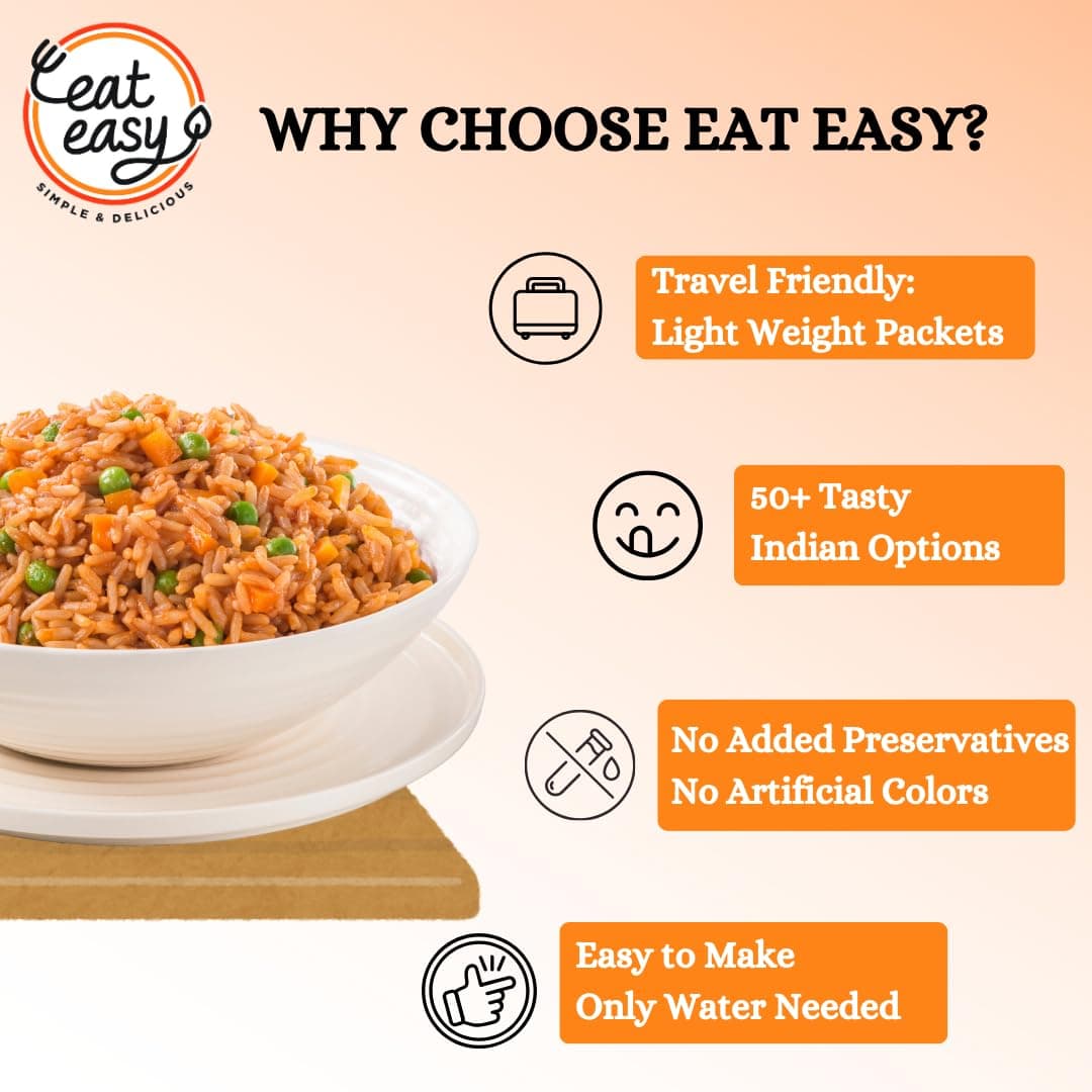 Eat Easy Ready to Eat Jain Schezwan Rice – 95g Each (Pack of 2) | No Garlic & Onion, No Moisture, Freeze Dehydrated, Instant Chinese Style Veg Rice for Quick Lunch, Dinner | No Preservatives | Just Add Hot Water — image 6