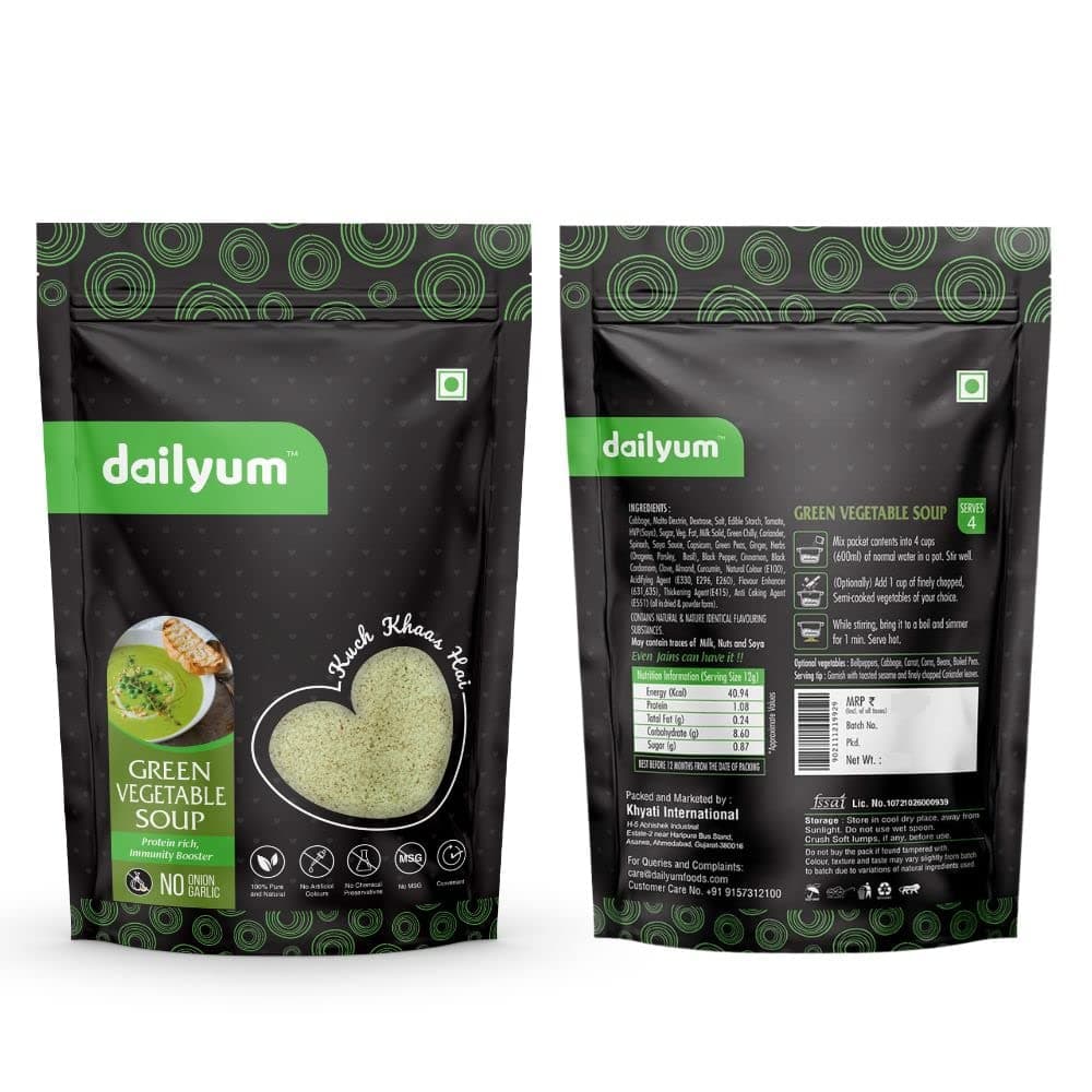 Dailyum Instant Soup Combo of 5 | No Onion No Garlic | Manchow Soup 50g | SweetCorn Soup 50g | Tomato Soup 50g | Green Veg. Soup 50g | Crispy Fried Noodles 200g| Jain — image 6