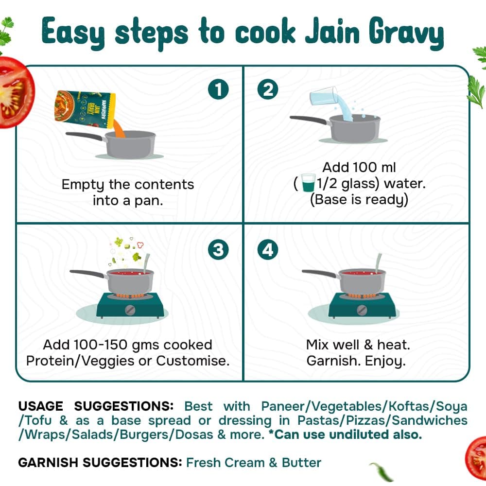 Happikery Gravy Mix -100g | No Preservatives | Upto 3-4 Servings | Quick & Easy Curry Mix | Ready To Eat in 3 Minutes | Jain Base Gravy | Pack of 2 — image 6