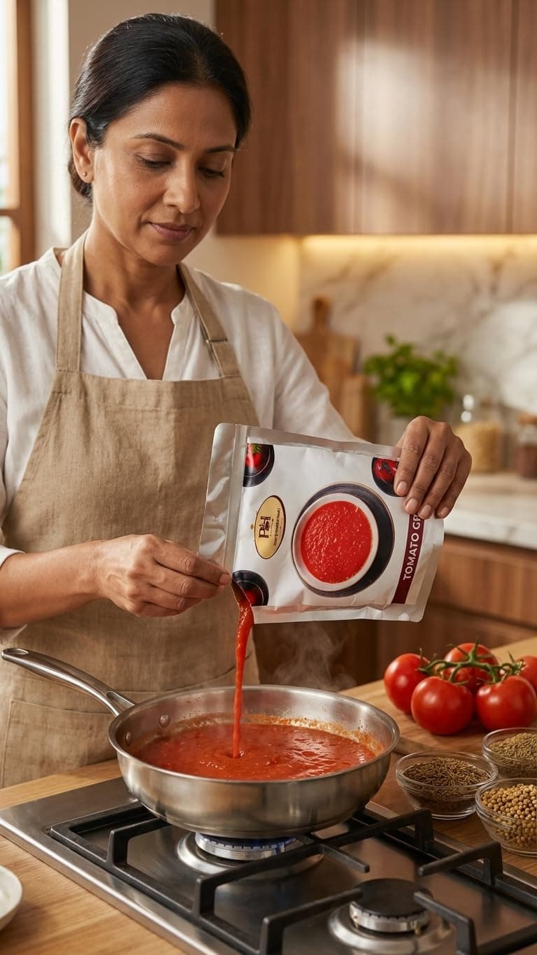 P AND H FOOD EXPORT INDUSTRY Tomato Jain Gravy | No Onion No Garlic | Ready to Use Cooking Base | Rich Tomato Curry Base | No Preservatives, No Artificial Colors | 250 gm Pack of -1 — image 4