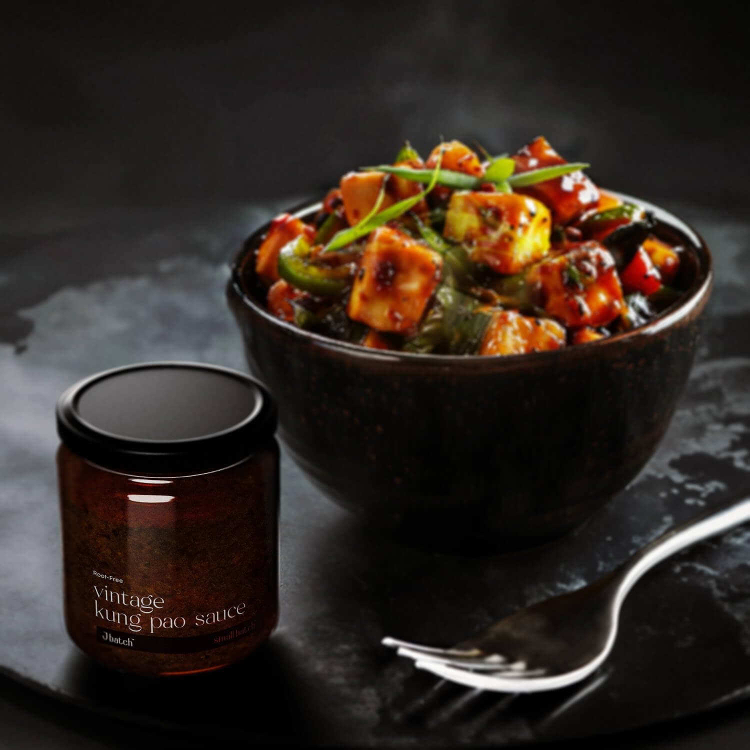 SMALLBATCH Root Free Vintage Kung Pao Sauce, Jain Friendly, No Onion No Garlic, Gourmet Condiment, Spread, Marinate, Saute, Dip, Stir-Fry, Paneer, Pizza, Noodles, Pasta, Jbatch - 180 gms — image 4