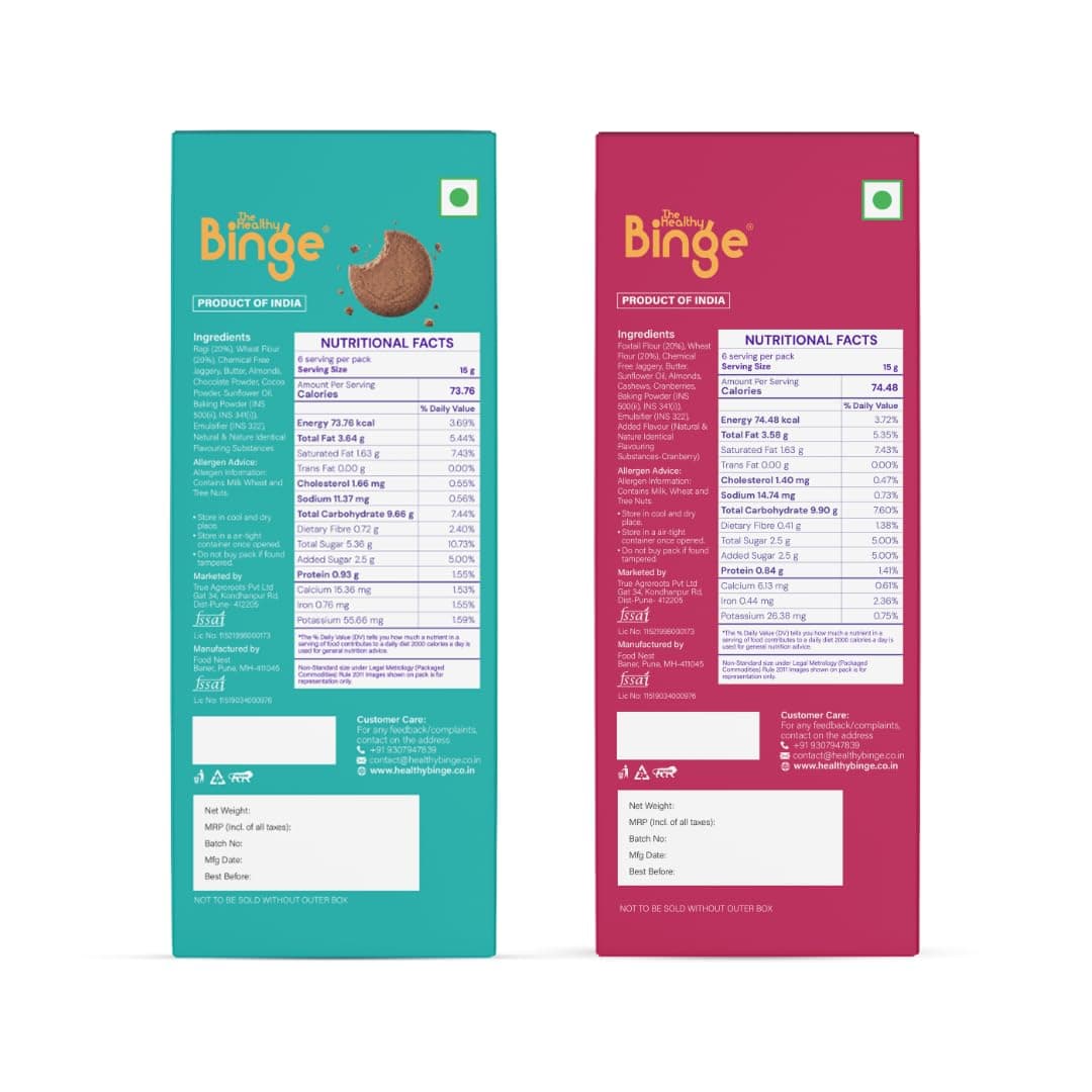 The Healthy Binge Assorted Millet Cookies – Healthy Snacks Combo | Millet Cookies | Jaggery Cookies | Healthy Snacks for Kids and Adults 180g Pack of 2 — image 2