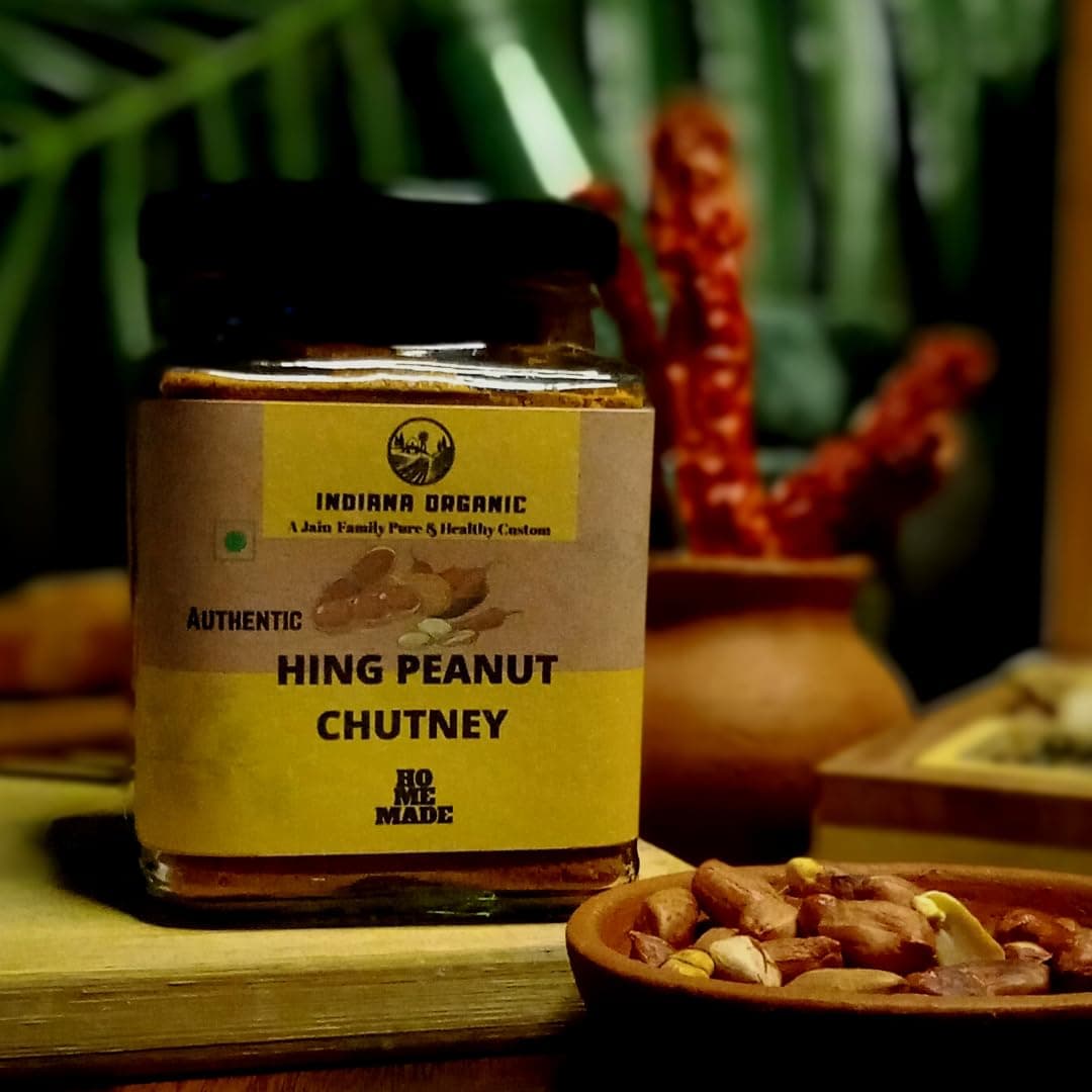 Indiana Organic Hing Peanut Chutney, Hand Pounded Hing Peanut Chutney | Shenga Chatni - 150 gram | No Onion & Garlic — image 2
