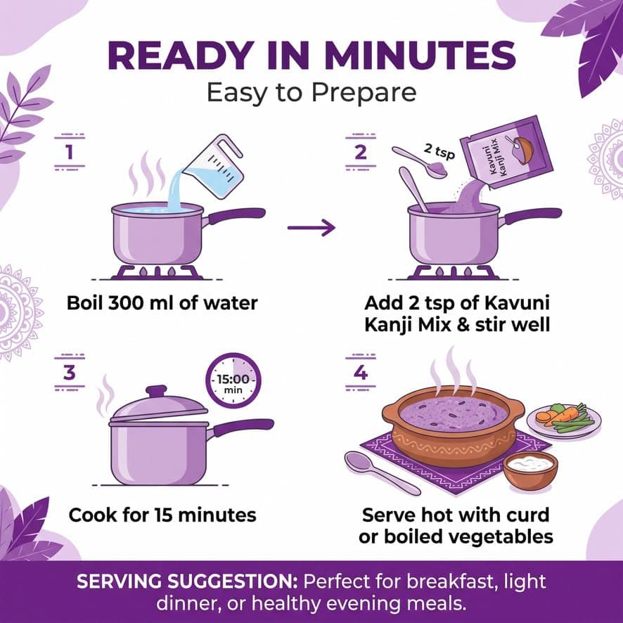 Naturalist by Avany Organics 350 gm Chettinad Kavuni Kanji mix | Black Rice Porridge mix | 100% Natural | Chemical Free | Fibre and Protein Rich Healthy Meal - 350 grams — image 6